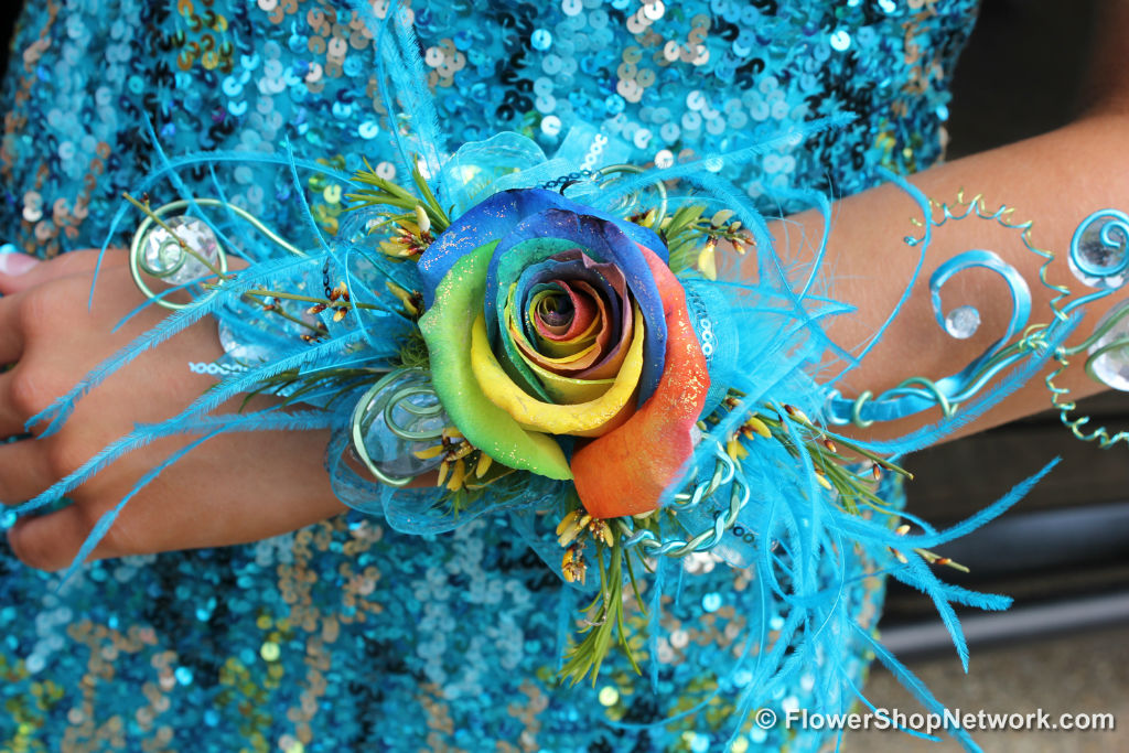 big gay rainbow prom corsage