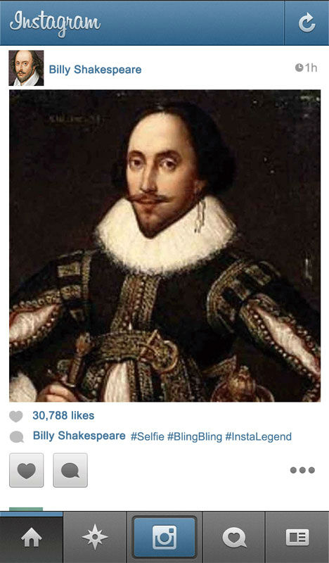 Shakespeare Selfie Instagram