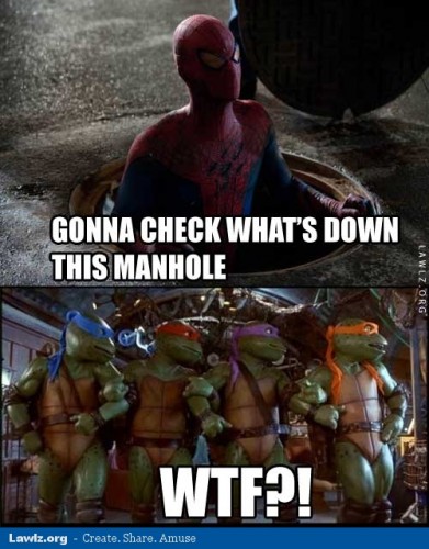 the-amazing-spider-man-movie-funny-meme-teenage-mutant-ninja-turtles-gonna-check-whats-down-this-manhole-sewer