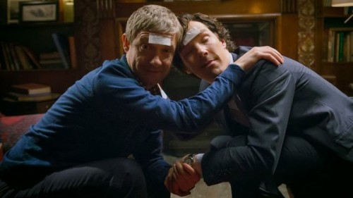 Benedict-Cumberbatch-and-Martin-Freeman-as-Sherlock-Holmes-and-John-Watson-drunk-and-playing-20-questions-in-BBC-Sherlock-Season-3-Episode-2-The-Sign-of-Three-e1395276693107